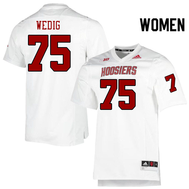 Women #75 Trey Wedig Indiana Hoosiers College Football Jerseys Stitched-Retro White